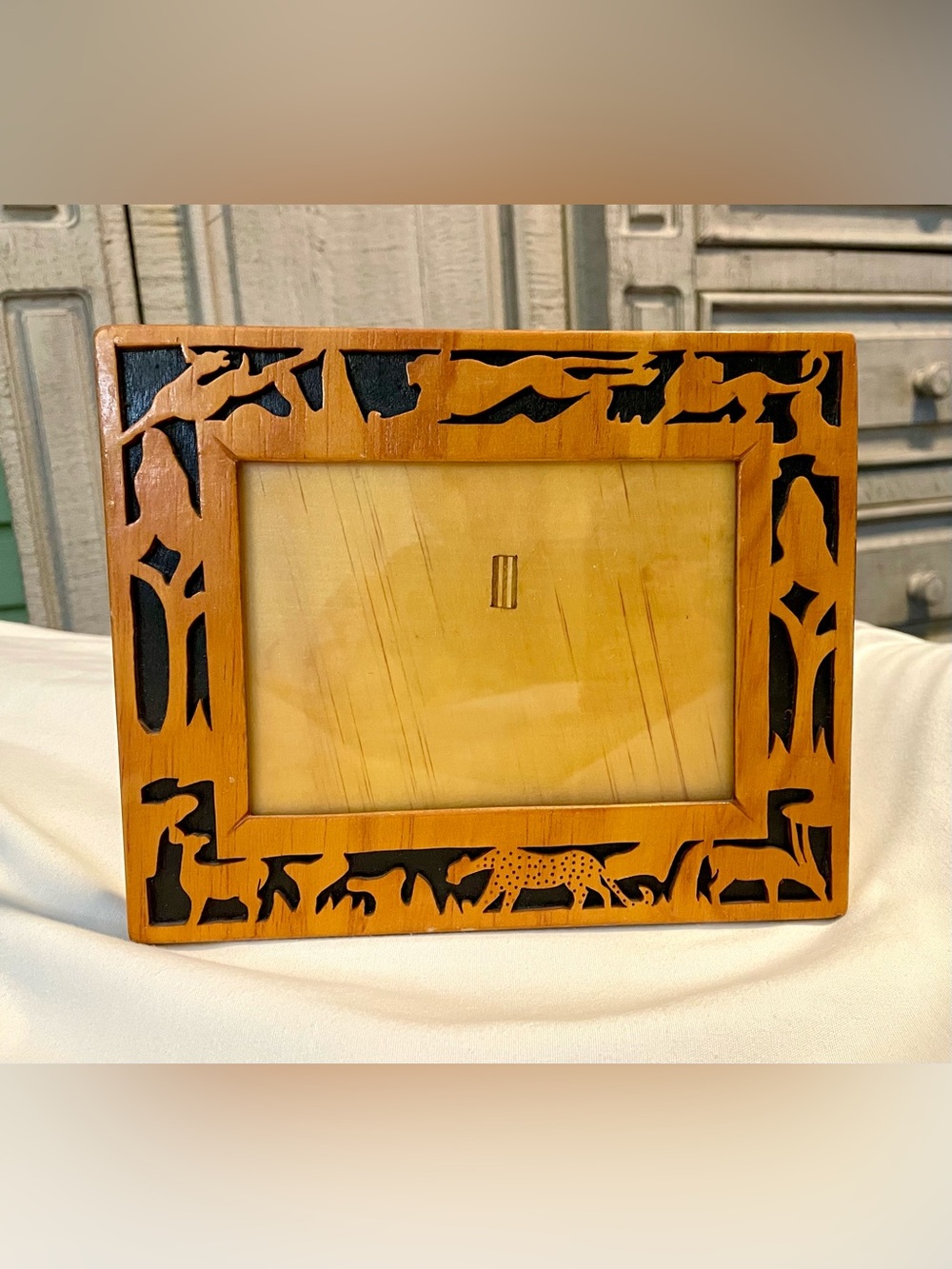 Hand Carved Wooden 4x6 KENYAN Picture Frame-Detailed Native Tree Stand-Beautiful